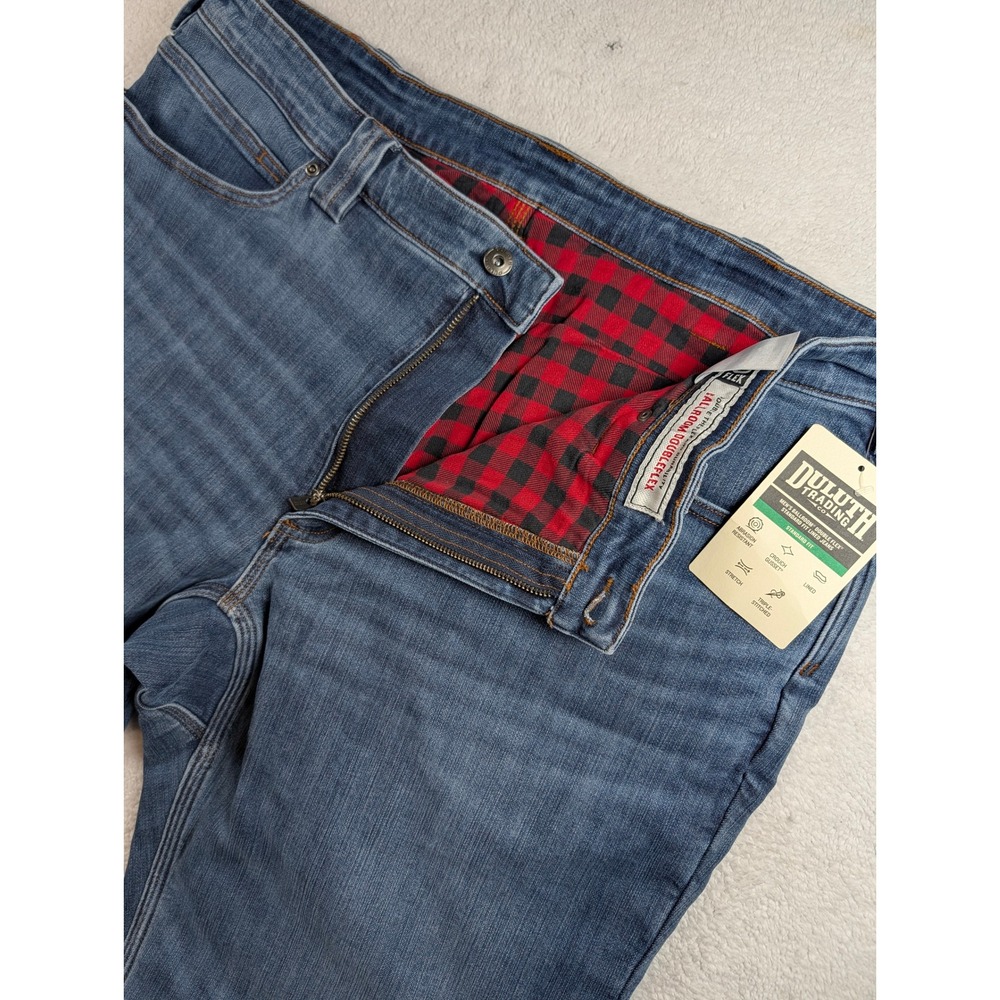 Duluth Trading Co Ballroom Double Flex Flannel Lined Jeans 40x30 Blue 58410 NEW